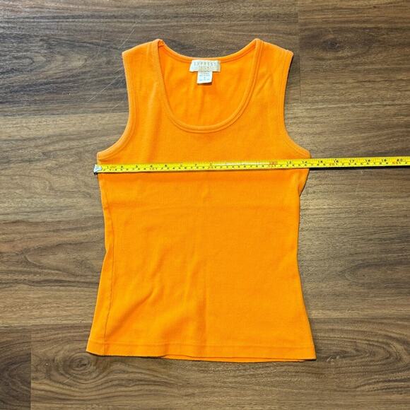 Express VINTAGEWomen’s Tricot Tank Top Size Small Orange Stretch Knit Sleeveless - Picture 5 of 6